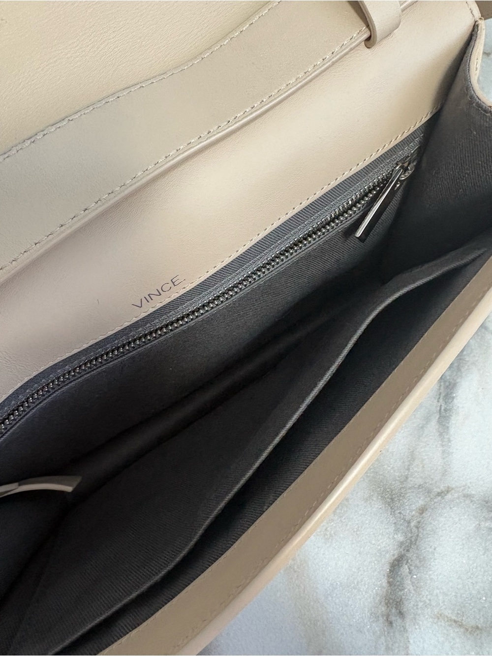 Vince Mod V Python Embossed Leather Crossbody Bag Tan Beige Envelope Clutch - Picture 12 of 16